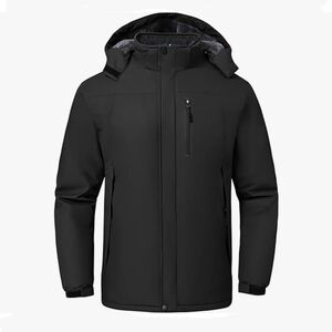 Men's Black Raincoat with Detachable Hood.
